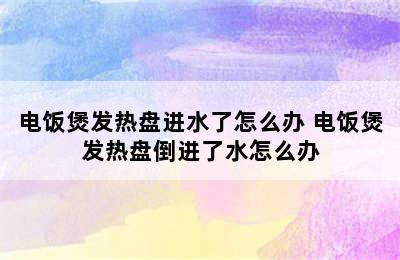 电饭煲发热盘进水了怎么办 电饭煲发热盘倒进了水怎么办